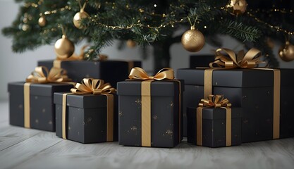 A festive set of Christmas gifts and New Year presents featuring beautifully wrapped gift boxes perfect for Christmas promotions, winter celebrations, holiday cards, banners, and festive design projec