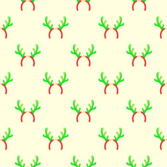 Seamless Reindeer Antlers Headband Pattern. Festive Christmas and New Year Holiday Accessory Wallpaper