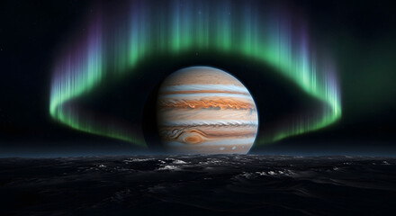 Cool wallpaper Jupiter with aurora a gas giant planet with atmospheric phenomenon suitable for science and space exploration concepts