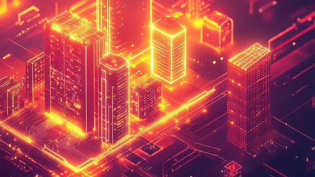 Digital city network representing global data communication and technology