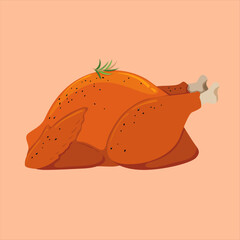 Roasted Chicken Delight: This image shows a close-up of a perfectly roasted chicken, golden-brown and glistening, seasoned with herbs, ready to be enjoyed.