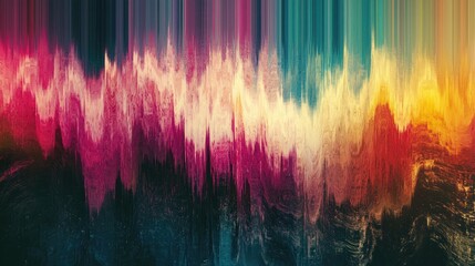 Vibrant Abstract Digital Art Background with Pixel Sorting Glitch Effect and Dynamic Color Gradient