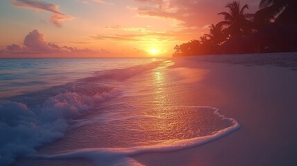 Sunset beach scene ocean view