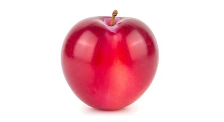 Single ripe red plum isolated on white background