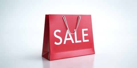 The Shopping Bag with Bold Sale Text on Clean Minimal White Background