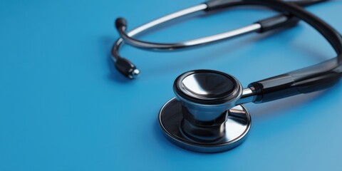 The Stethoscope on Blue Background Symbolizing Modern Medical Care and Clinical Diagnosis