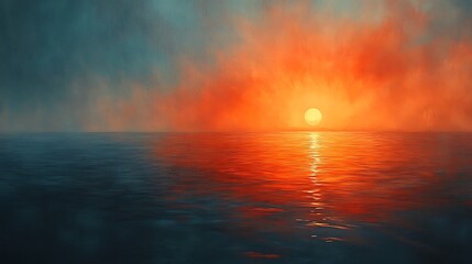 Sunset over calm water view