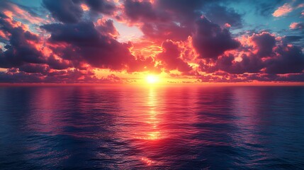 Colorful sunset over calm ocean