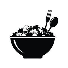 A simple silhouette vector of a salad bowl