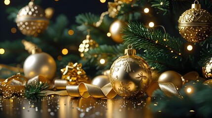 Luxury Gold Christmas Decorations &ndash; Elegant Festive Scene