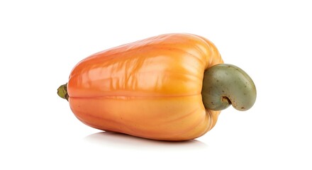 A raw cashew fruit with nut isolated on white background
