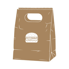  A clean silhouette vector of a food delivery  brown paper bag