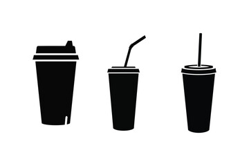 A simple silhouette vector of a soda cup with straw