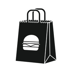 A clean silhouette vector of a food delivery  black paper bag