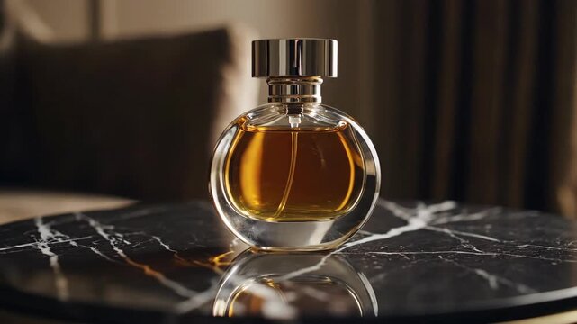 Luxury Perfume Bottle on Marble, Elegant Fragrance, Beauty Product