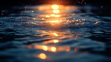 Water splash sunset reflections view