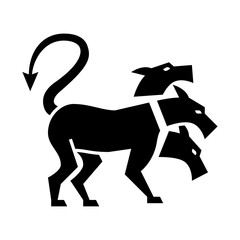 Cerberus glyph icon. Cerberus Silhouette illustration.