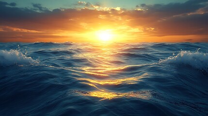Sunset over a turbulent ocean view