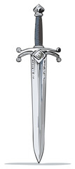Ancient Knight's Sword with Engraved Blade and Ornate Hilt