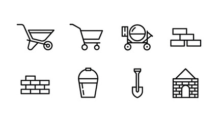 Construction tools and materials icons set