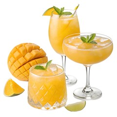 Mango Cocktail in Different Glasses with Lemon Twist