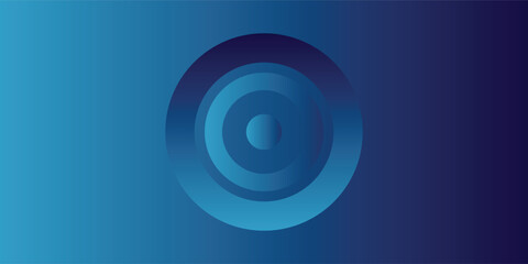Abstract background with three-dimensional concentric blue circles on a dark gradient.