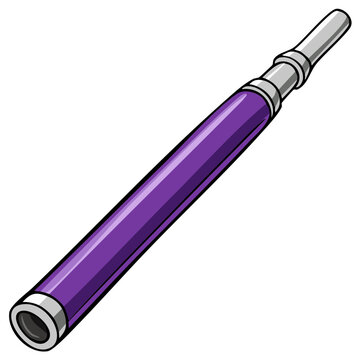 Illustration of a purple and silver electronic cigarette on a white background