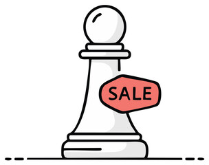Chess pawn with sale tag signifies a strategic deal or offer
