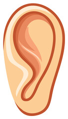 Stylized illustration of a human ear with a warm color palette and outline