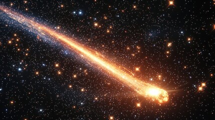 Dynamic Comet or Meteor Streaking Through a Dazzling Starfield in Deep Space, a Luminous Celestial Event