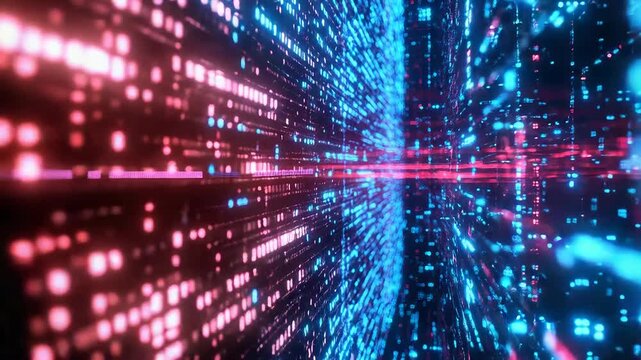 Digital data stream flowing in cyberspace network
