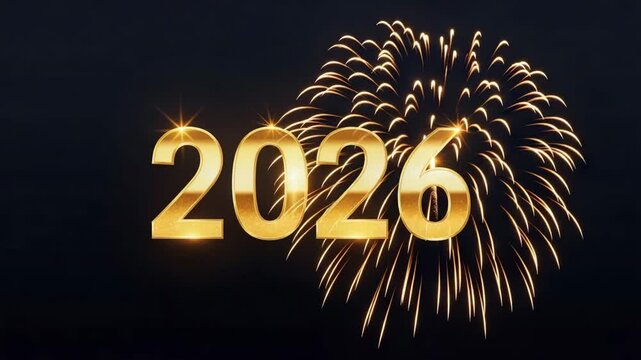 Gold 2026 New Year's Eve with Sparkling Fireworks Animation