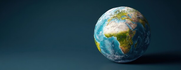 The Earth Globe Floating Over a Dark Background With Realistic Continents and Clouds