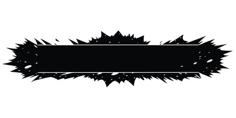 Distressed grunge style horizontal banner with jagged edgy outline and texture vector