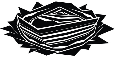Abstract geometric pattern with jagged lines and sharp angles, modern black and white art