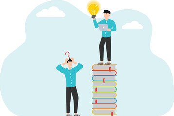 Learning for business success. Business team with stacks of books
