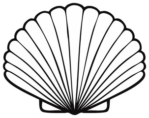 Elegant seashell illustration with scalloped design and bold outline forming nature theme.