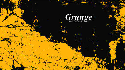 Yellow and black grunge background with cracked texture for graphic design and web elements