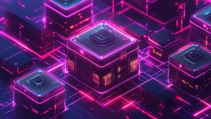 Digital network connecting abstract server data cubes - Powered by Adobe