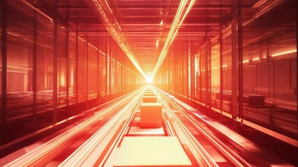 Digital data moving through a red light tunnel - Powered by Adobe