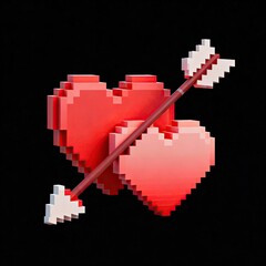 Fototapeta premium Pixel art heart pierced by arrow