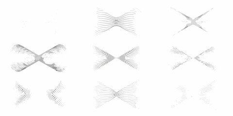 Collection of abstract geometric shapes and textures in grayscale and white with a modern artistic style