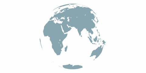 Stylized globe with continents of africa asia and australia on a white background