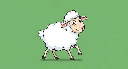 Adorable Sheep Cartoon Illustration on Green Background a Childlike Representation of Farm Animal wi.jpg