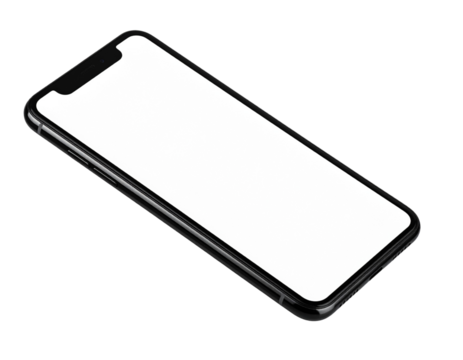  Smartphone with Blank Screen Floating, Shadow Removed, Transparent PNG