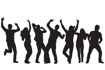 Happy New Year Party Silhouette Vector Illustration