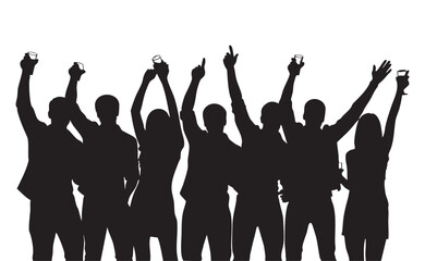 Happy New Year Party Silhouette Vector Illustration