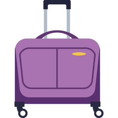 Purple Rolling Suitcase With Telescopic Handle and Wheels Isolated on Transparent Background For Travel