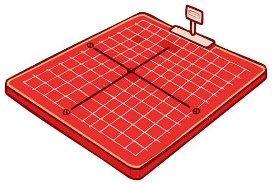 Cartesian coordinate grid on a clipboard with marked points and axes