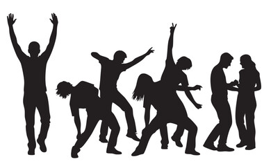 Obraz premium Happy New Year Party Silhouette Vector Illustration